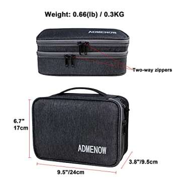 Travel Tech Organizer Bag Electronics Accessories Cable Shockproof Case Charger IT Cord Wire Water Resistant Double Layers Medium Pouch (Black)