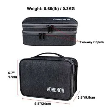 Travel Tech Organizer Bag Electronics Accessories Cable Shockproof Case Charger IT Cord Wire Water Resistant Double Layers Medium Pouch (Black)