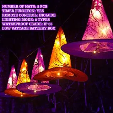 Funpeny Witch Hat Lights - Magical Halloween Decor