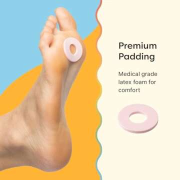 ZenToes Callus Cushions | Water-Resistant Self-Stick Adhesive Corn Pads | Foot, Heel, & Toe Discomfort Relief | Soft Foam for Friction Protection | Ideal for Active Lifestyles | 48-Pack