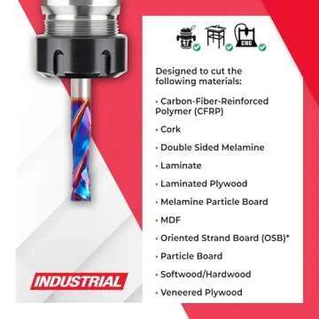 Amana Tool Spektra Extreme Tool Life Solid Carbide CNC Compression Spiral Router Bit, 46170-K, 1/4 D x 7/8 CH x 1/4 Shank x 2-1/2 Inch Long 2 Flute