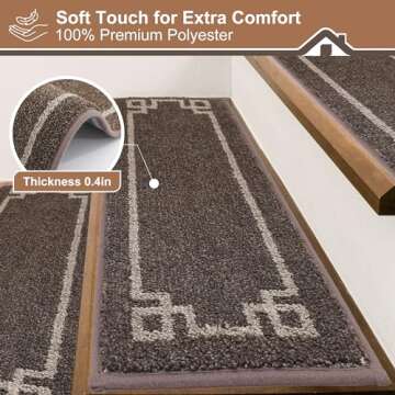 BEQHAUSE Soft Polyester Non-Slip Stair Treads for Kids, Elders, and Dogs