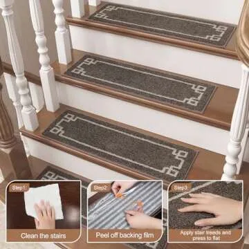 BEQHAUSE Non-Slip Washable Stair Treads For Wooden Steps