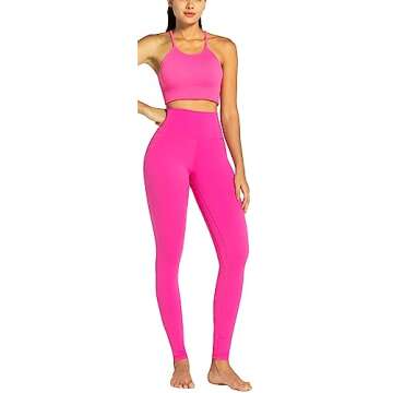 Sunzel Workout Leggings for Women, Squat Proof High Waisted Yoga Pants 4 Way Stretch, Buttery Soft 28" Inseam Hot Pink Small