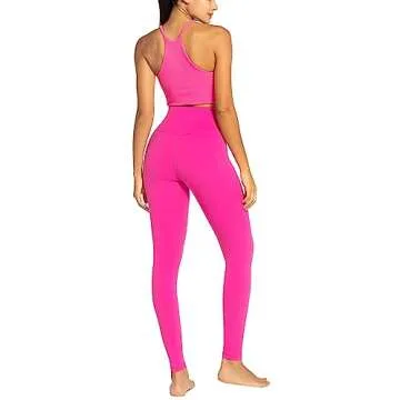 Sunzel Workout Leggings for Women, Squat Proof High Waisted Yoga Pants 4 Way Stretch, Buttery Soft 28" Inseam Hot Pink Small