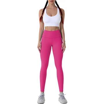 Sunzel Workout Leggings for Women, Squat Proof High Waisted Yoga Pants 4 Way Stretch, Buttery Soft 28" Inseam Hot Pink Small