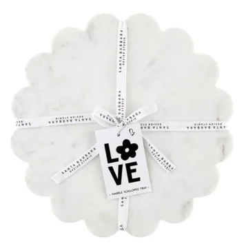 Santa Barbara Design Studio Marble Charcuterie Board - 12" Round Scalloped Cutting Board, White