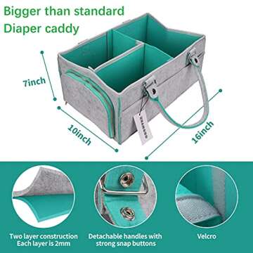 Baby Diaper Caddy Organizer for Boy or Girl Large Nursery Storage Bin Basket Portable Holder Tote Bag for Changing Table and Car Baby Shower Gifts Newborn Essentials Stuff Registry Must Haves Item