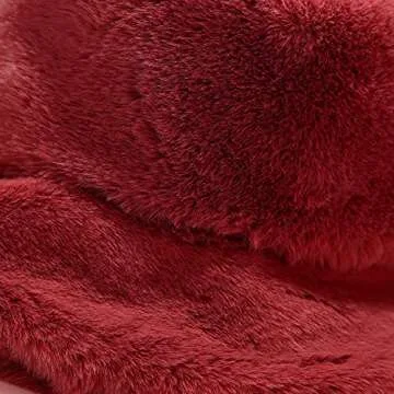 XYIYI Wine Furry Bucket Hat Fluffy Winter Warm Fisherman Cap Gifts for Women Teen Girls