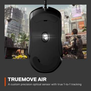SteelSeries Rival 5 Gaming Mouse with PrismSync RGB Lighting and 9 Programmable Buttons – FPS, MOBA, MMO, Battle Royale – 18,000 CPI TrueMove Air Optical Sensor - Black