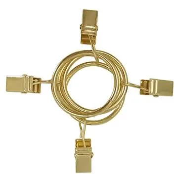 AMZSEVEN 100 Pack Curtain Rings with Clips, Drapery Clips with Rings, Drapes Rings 1.26 in Interior Diameter, Fits up to 1 in Curtain Rod, Gold Color