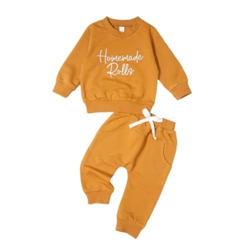 Thanksgiving Toddler Baby Boy Outfit Homemade Rolls Sweatshirt Pants Set