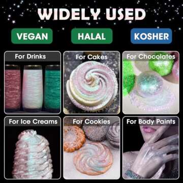 NiHome Edible Food-Grade Glimmer Powder Glitter Luster Dust Metallic Food Decorating Sprinkle Glimme...