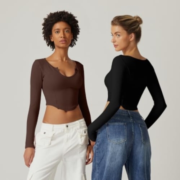 Stylish QINSEN Women's Long Sleeve Crop Top for Comfort