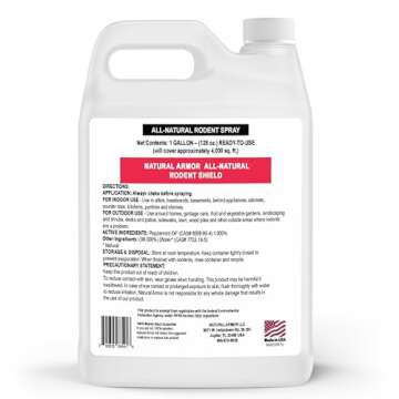 Peppermint Repellent for Mice/Mouse, Rats & Rodents. Natural Spray for Indoor & Outdoor Use. Natural Armor Rodent Shield. 128 OZ Gallon