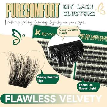 KEYYOU Lash Extension Kit 144pcs Thick Super Soft Lash Clusters,10-18mm D Curl Individual Lashes Kit with Lash Bond and Seal Applicator and Brush Remover Easy to DIY at Home（PC03Kit-D-10-18MIX）