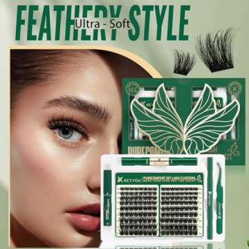 KEYYOU Lash Extension Kit 144pcs Thick Super Soft Lash Clusters,10-18mm D Curl Individual Lashes Kit with Lash Bond and Seal Applicator and Brush Remover Easy to DIY at Home（PC03Kit-D-10-18MIX）