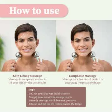 Facial Ice Globes for Face - 360 Stainless Steel face wand Globes Massager For Puffy Eyes & Dark Circles, Stimulates Collagen to Tighten Skin & Shrink Pores, Enhance Circulation & Smooth Looking Skin