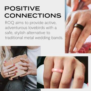 ROQ Silicone Rubber Wedding Rings for Women, Thin Lavender Leaves, Rubber Silicone Wedding Band, Bridal Jewelry Set, Anniversary Rings, Promise Ring, Multi Packs, Multi Colors