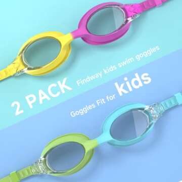 findway Kids Swim Goggles, Kids Swimming Goggles Anti-fog No Leaking Girls Boys for Age 3-14