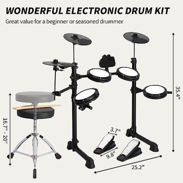 Ktaxon Electric Drum Set with Mesh Drums and Headphones