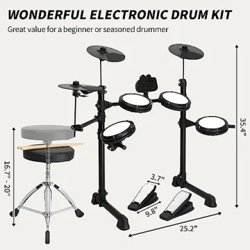 Ktaxon Electric Drum Set with Mesh Drums and Headphones