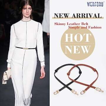 Trendy WERFORU 2 Pack Women Skinny Leather Belt