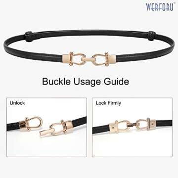 Trendy WERFORU 2 Pack Women Skinny Leather Belt