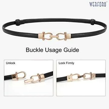 Trendy WERFORU 2 Pack Women Skinny Leather Belt