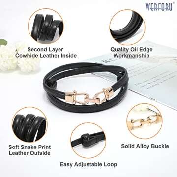 Trendy WERFORU 2 Pack Women Skinny Leather Belt