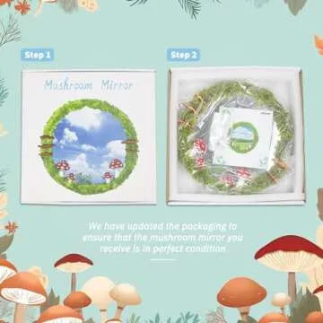 EVOLUX Mushroom Mirror Small Wall Decorative Mirror Handmade Moss Round Mirror Cottage Core Decor Mushroom Decor Room Decor Aesthetic Mirror(11")