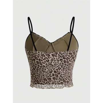 SOLY HUX Women's Y2k Lace Trim Leopard Print Camisole Tops Sleeveless Spaghetti Strap Cheetah Crop T...