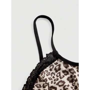 SOLY HUX Women's Y2k Lace Trim Leopard Print Camisole Tops Sleeveless Spaghetti Strap Cheetah Crop Tank Top Multicoloured Leopard X-Small