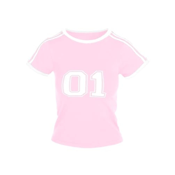 Imily Bela Womens Summer Crop Tops Short Sleeve Vintage Pink