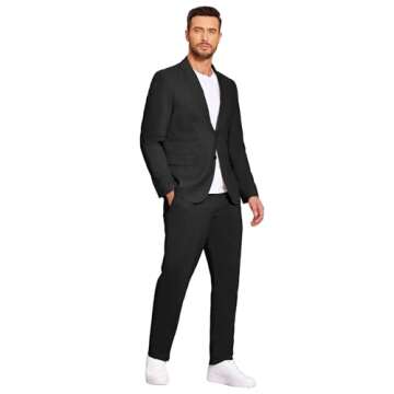 COOFANDY Mens Casual Linen Blazer and Pants 2 Piece Suits Lightweight Summer Beach Wedding Suit Jack...