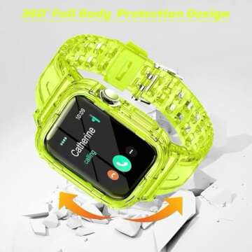 SXTDDSP Sport Band Compatible with Apple Watch Band 41mm 40mm 38mm, Crystal Clear Band Strap Case for Apple Watch Series 9 8 7 6 5 4 3 2 1 SE