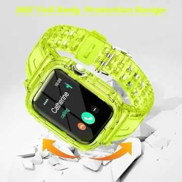 SXTDDSP Sport Band Compatible with Apple Watch Band 41mm 40mm 38mm, Crystal Clear Band Strap Case for Apple Watch Series 9 8 7 6 5 4 3 2 1 SE