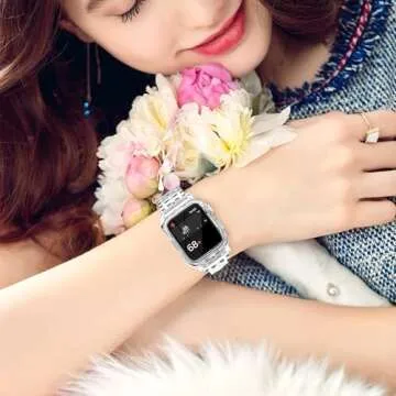 SXTDDSP Sport Band Compatible with Apple Watch Band 41mm 40mm 38mm, Crystal Clear Band Strap Case for Apple Watch Series 9 8 7 6 5 4 3 2 1 SE