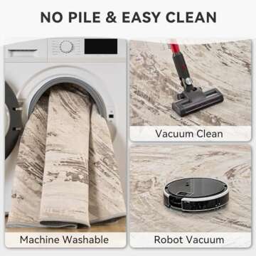 Beige Brown Neutral Rug 5x7 Area Rugs for Living Room Bedroom Dining Room Under Table Office Rug Washable Modern Abstract Carpet Easy Maintain Durable No Pile