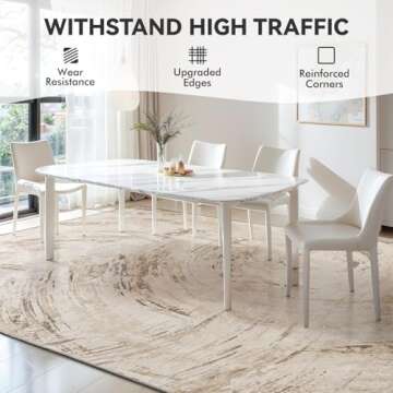 Beige Brown Neutral Rug 5x7 Area Rugs for Living Room Bedroom Dining Room Under Table Office Rug Washable Modern Abstract Carpet Easy Maintain Durable No Pile