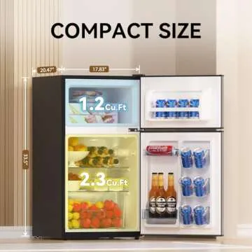 Frestec Mini Fridge with Freezer 3.5 Cu.Ft. - Compact, Stylish, and Silent