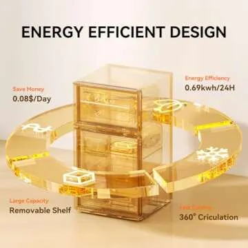 Frestec Mini Fridge with Freezer - 37 dB Quiet Design