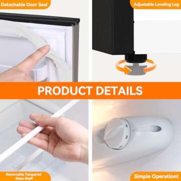 Frestec Mini Fridge with Freezer - 37 dB Quiet Design