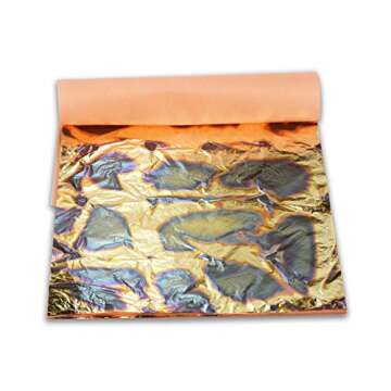 Barnabas Blattgold Variegated Gold Leaf, Color Light Blue [25 Sheets, 5.5 inch], Metal Foil Leaf for Painting, Arts and Crafts