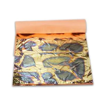 Barnabas Blattgold Variegated Gold Leaf, Color Light Blue [25 Sheets, 5.5 inch], Metal Foil Leaf for Painting, Arts and Crafts