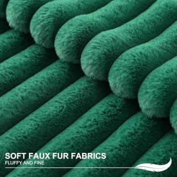 Pallene Faux Fur Plush Throw Pillow Covers 20x20 Set of 2 - Luxury Soft Fluffy Striped Decorative Pillow Covers for Sofa, Couch, Living Room - Christmas Green