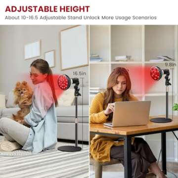 Wolezek Red Light Therapy Lamp for Face and Body, LED Red Light Therapy Bulb with Adjustable Desk Stand 10in-16.5in, 18 LEDs 660nm Red and 850nm Near Infrared Combo Red Light Therapy Device at Home