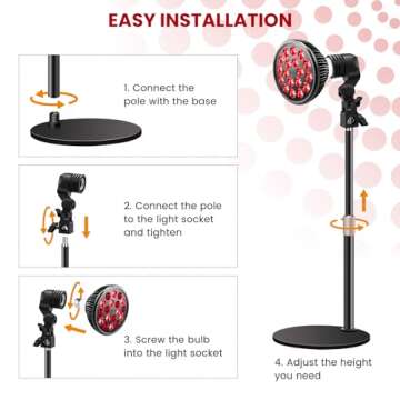 Wolezek Red Light Therapy Lamp for Face and Body, LED Red Light Therapy Bulb with Adjustable Desk Stand 10in-16.5in, 18 LEDs 660nm Red and 850nm Near Infrared Combo Red Light Therapy Device at Home