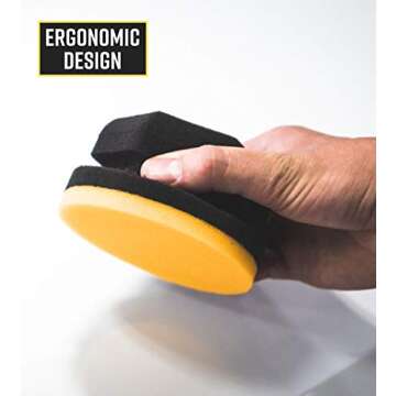 Adam's Polishes Yellow Hex Grip Car Wax Foam Applicator - Car Detailing Tool for Waxing Kit Glaze Sealant Liquid Paste Wax Ceramic Coating | Paint & Auto Part Accessories | Car Wash Kit Cleaning