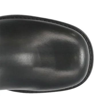 Goolita Women's Biker Boots with Buckle and Chunky Heel